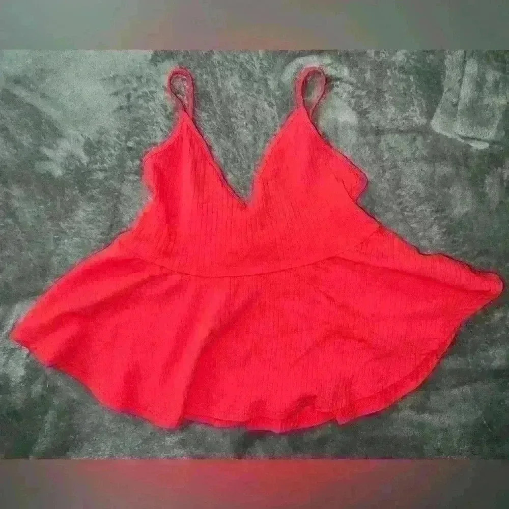 Red spaghetti strap tank top